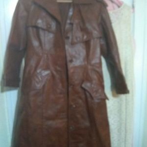 Brown Leather Trench Coat